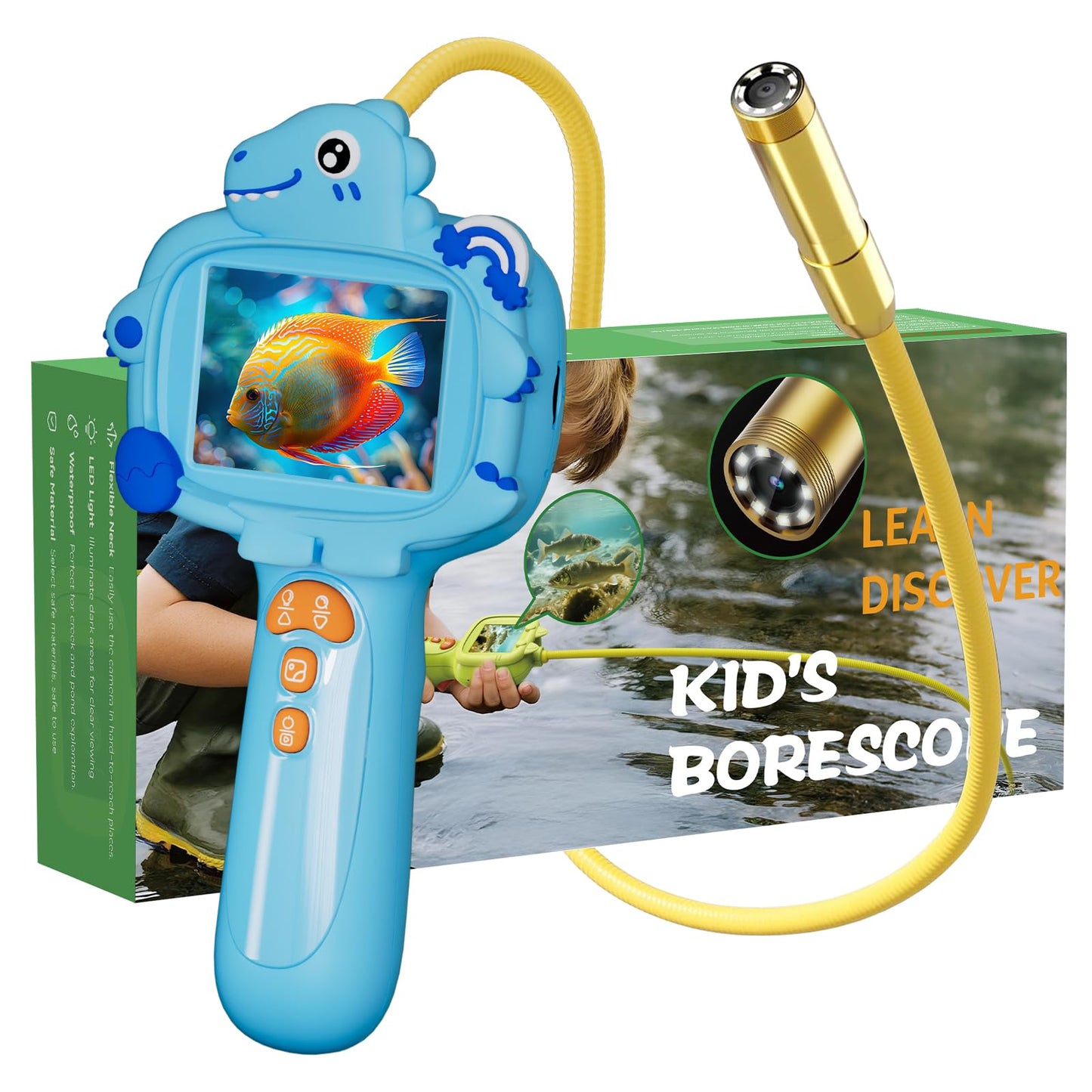 Pozifu Kids Borescope Camera with Light, 2.4" Screen Kids Endoscope, Science Kits STEM Educational Toys for Boys & Girls Ages 4-12, Birthday Gifts