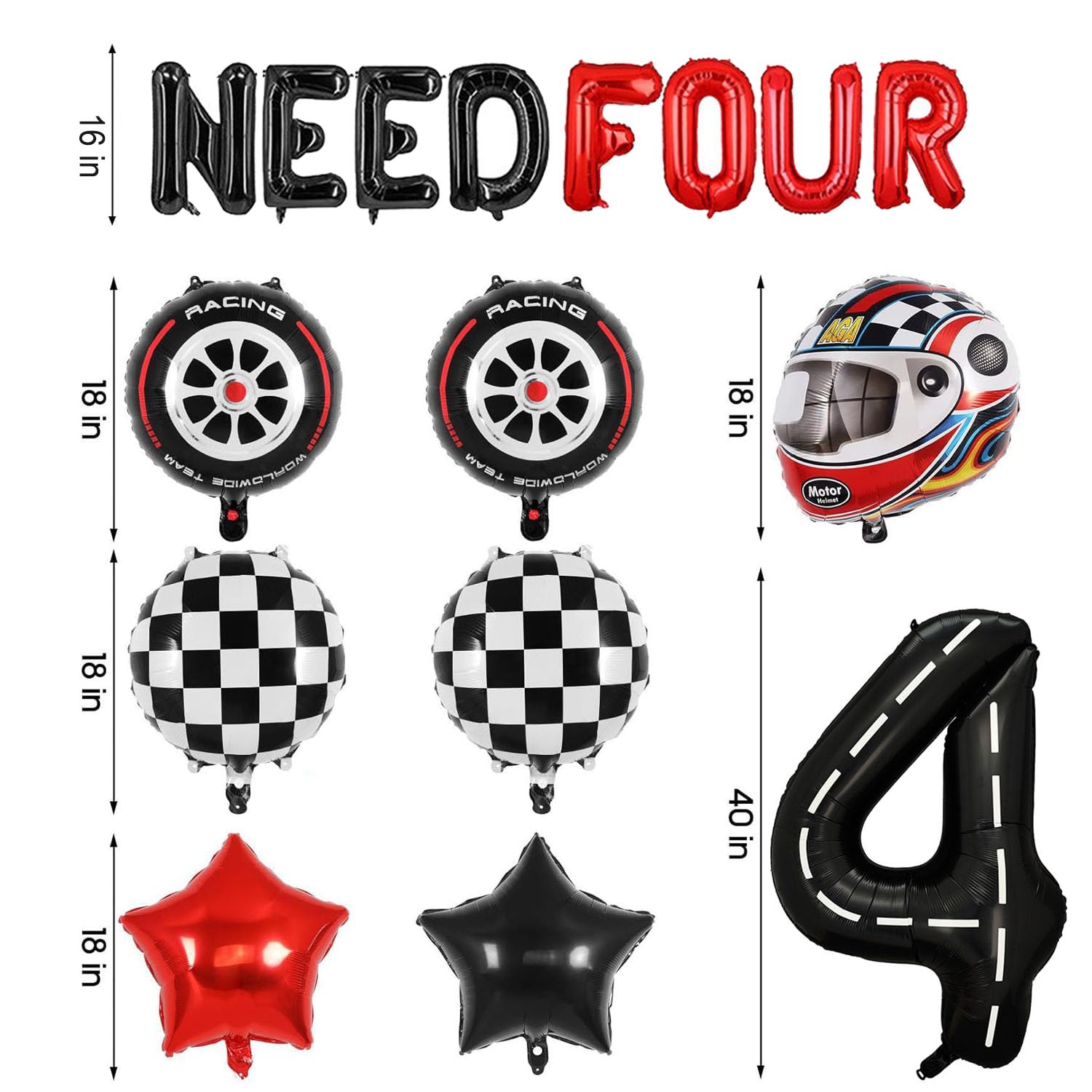 Need Four Speed Birthday Decoration Need Four Speed Balloons Backdrop Racing Car 4th Birthday Decoration Boys Race Car Themed 4th Bday Party Supplies