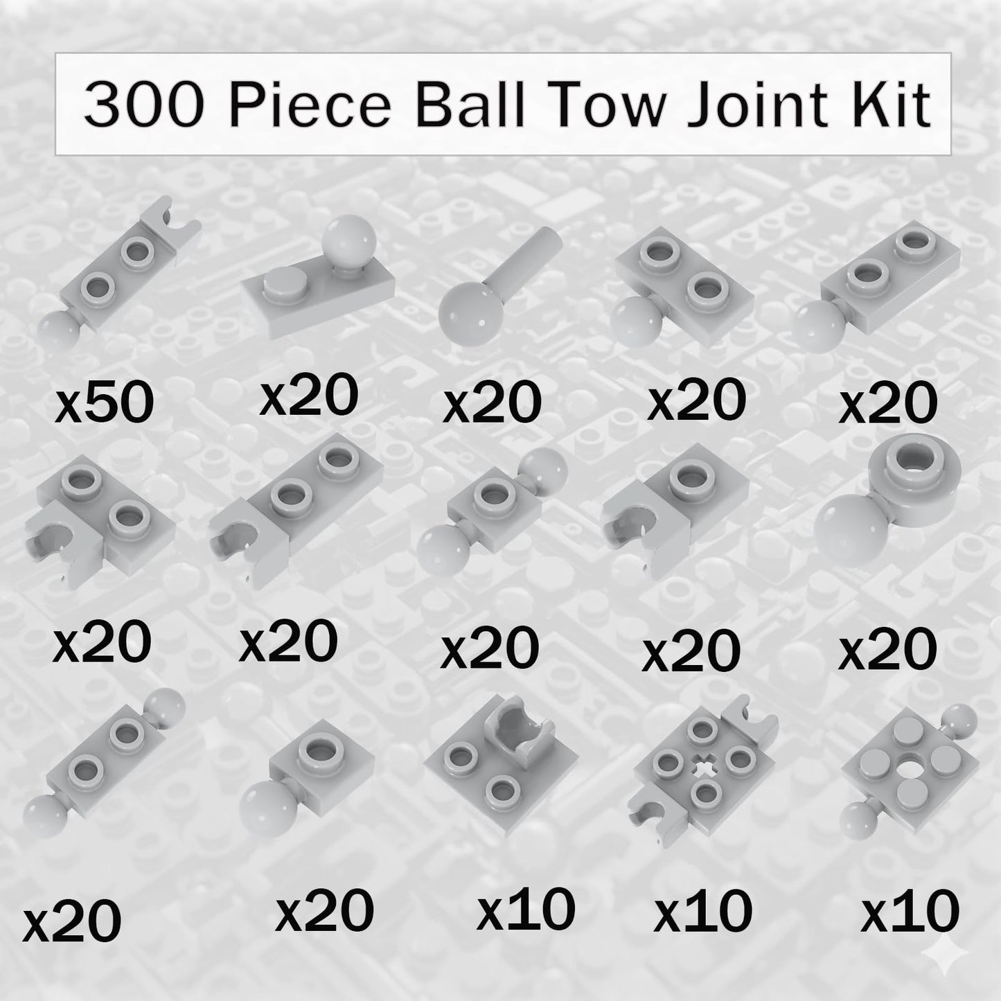 LANMANUO 300 Piece MOC Modified Joint Tow Ball Building Blocks 1x2 Classic Building Plate Bulk War Machine Early Learning Education Gifts