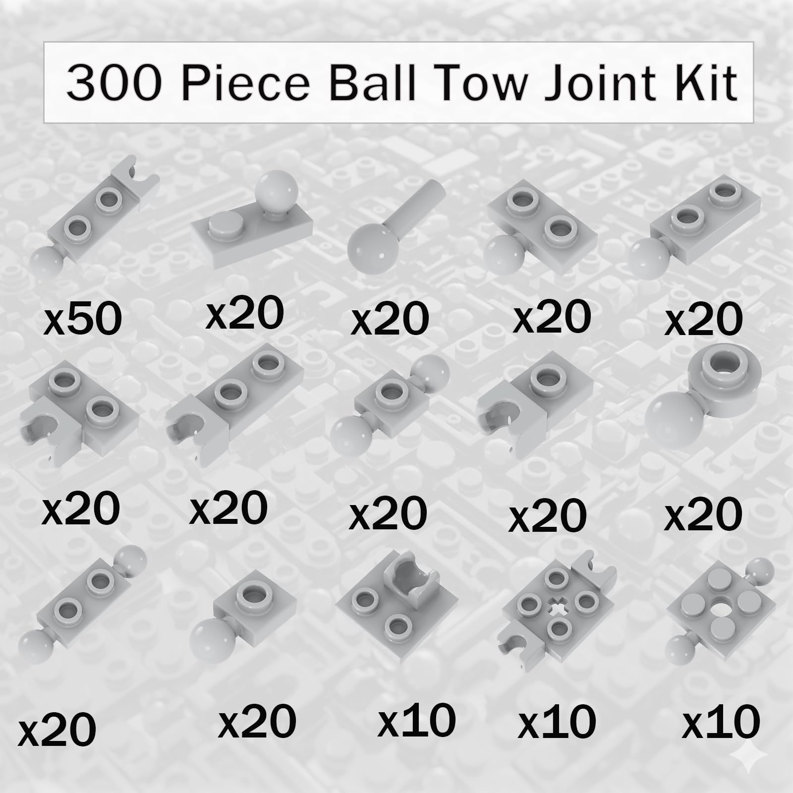 LANMANUO 300 Piece MOC Modified Joint Tow Ball Building Blocks 1x2 Classic Building Plate Bulk War Machine Early Learning Education Gifts