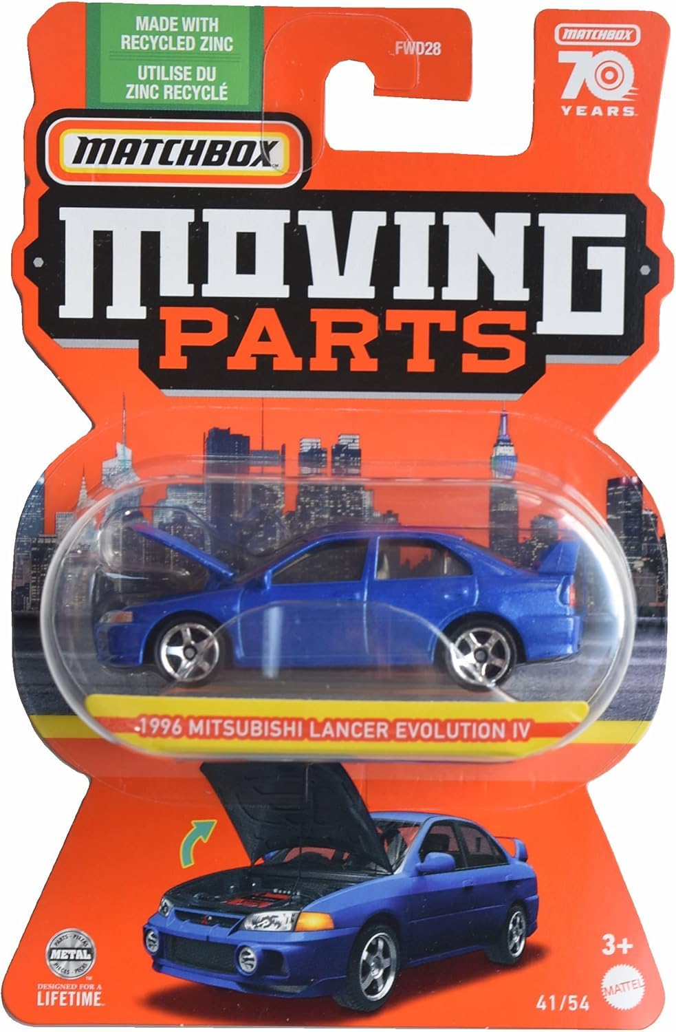 Matchbox 1996 Mitsubishi Lancer Evolution IV, Moving Parts 41/54 [Blue]