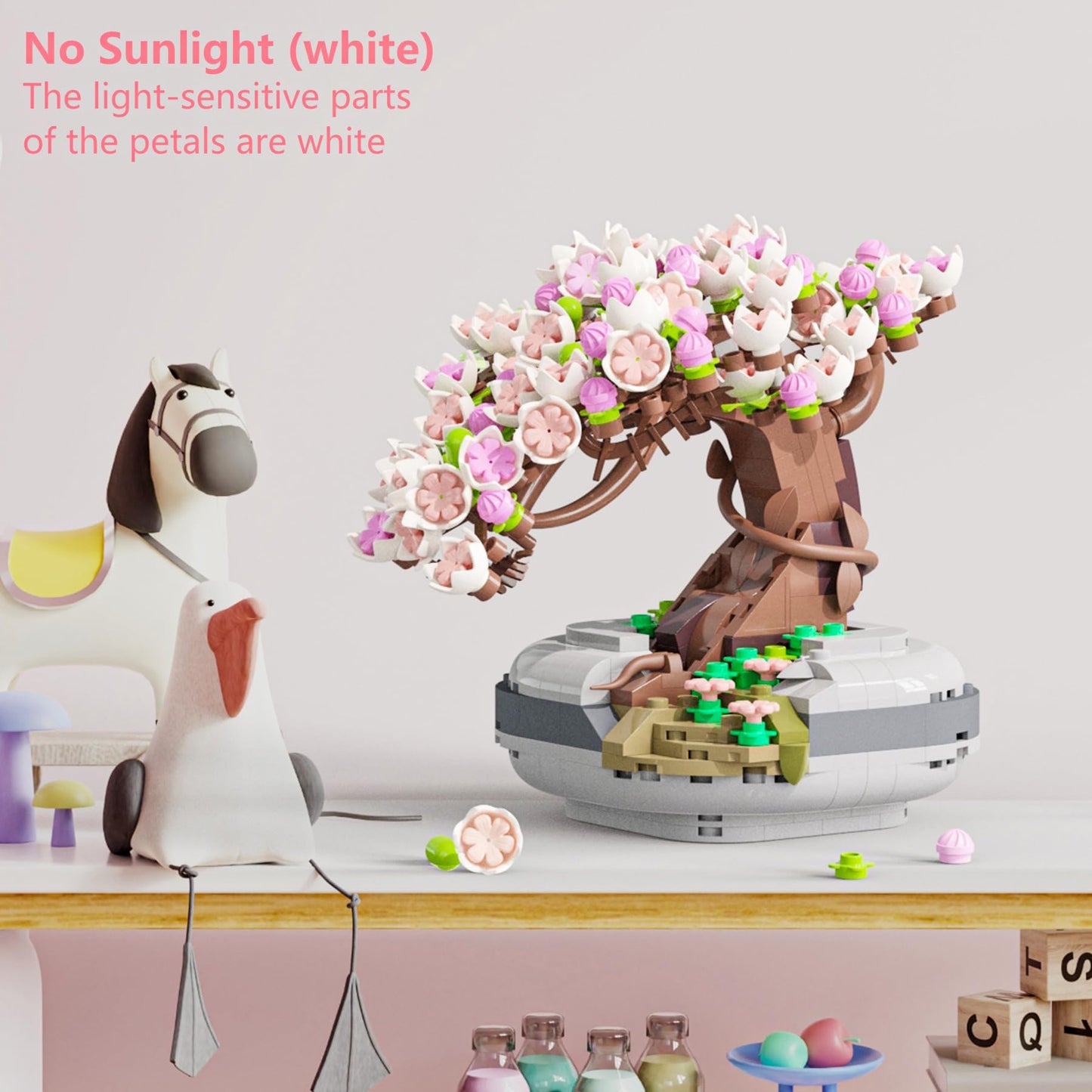 EasyAgo Mini Bricks Cherry Blossom Tree Building Set - Sakura Bonsai DIY Toy, Birthday Gift for Kids 6+ Years Old