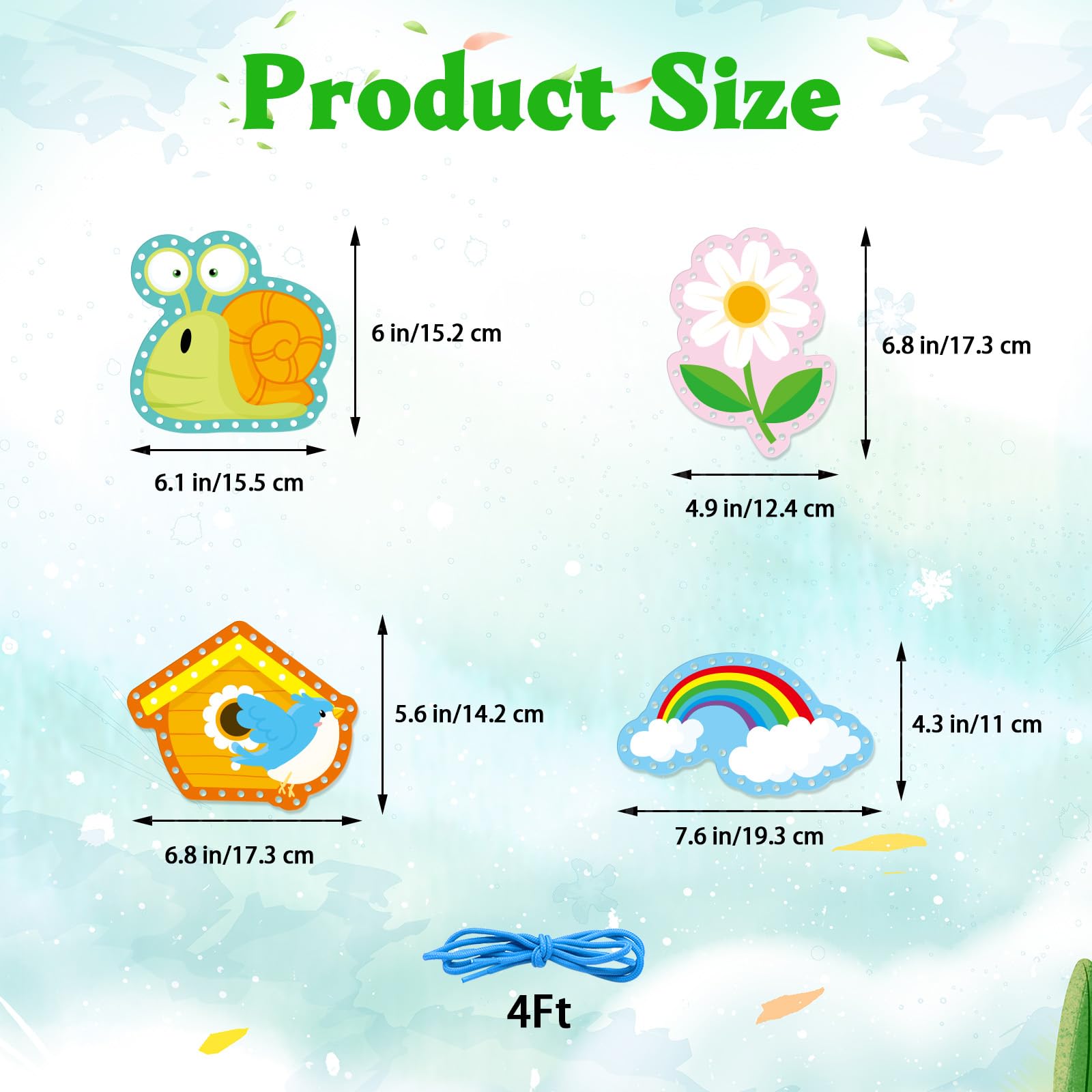 Omlisca Springtime Lacing Cards for Kids 12 Packs Double Sided Sewing Kits Flower Rainbow Butterfly Sewing Cards Educational & Learning Activities