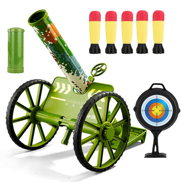 ZZPXMY Mortar Launcher Playset, Push Tyre Mortar Launcher, Soft Foam Rocket Children's Playset with 5 Safety Foam Shells for Boys and Girls (Green)