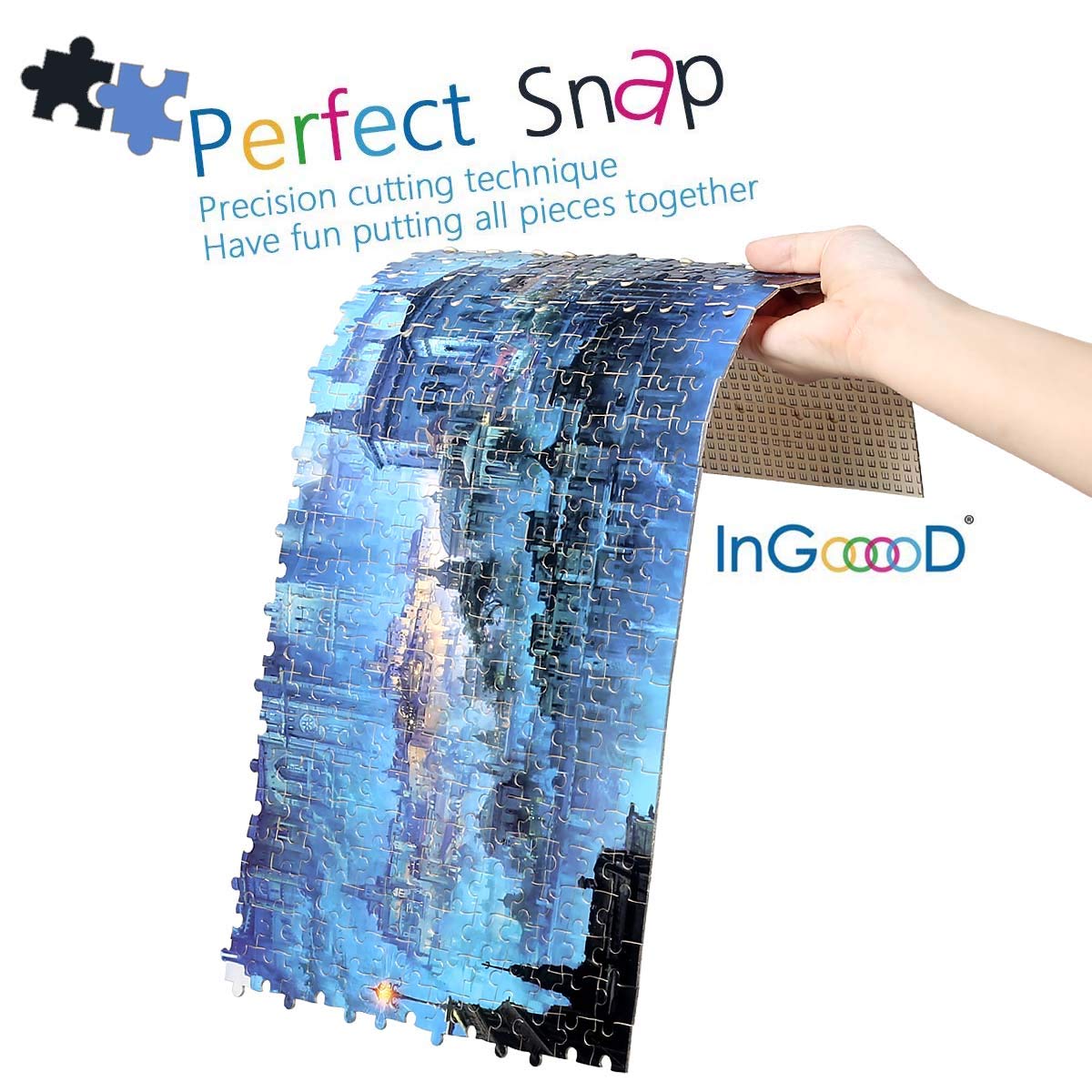 InGooooD- Tranquil Series- Castle in The Night- Basswood Jigsaw Puzzles 1000 Pieces for Adult