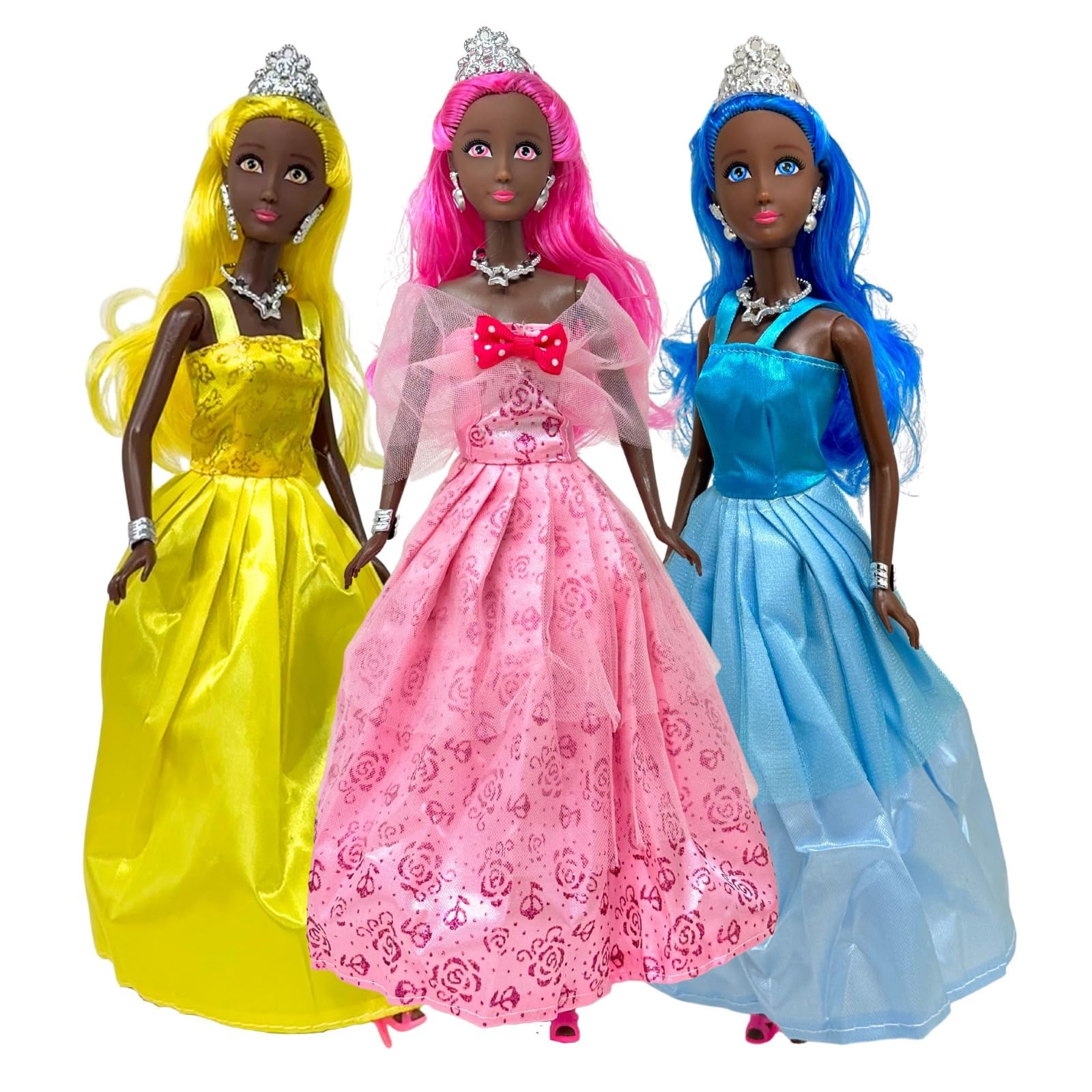 Princess Doll Set for Girls, 3 Little Dolls for Dollhouse Fairy Tale | 11.5” Princess Dolls for 3-12 Year Old Girls | Princess Toy Dolls with Pretty