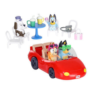 Bluey Escape Convertible Toy Car, 4 Figures & 9 Accessories