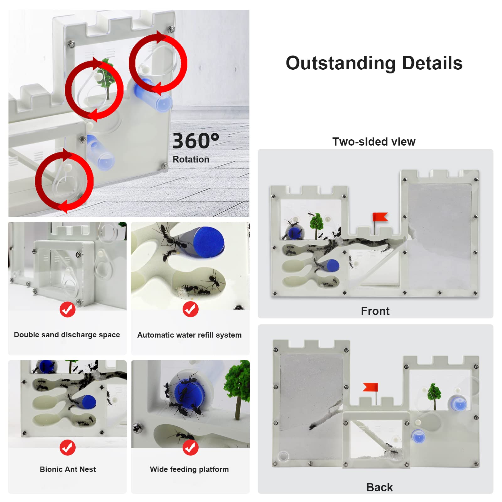 EXBEPE Large Sand Ant Farm Castle,Ant Habitat Ecosystem to Study Ant Colony Behavior Science Educational Kit for Kids