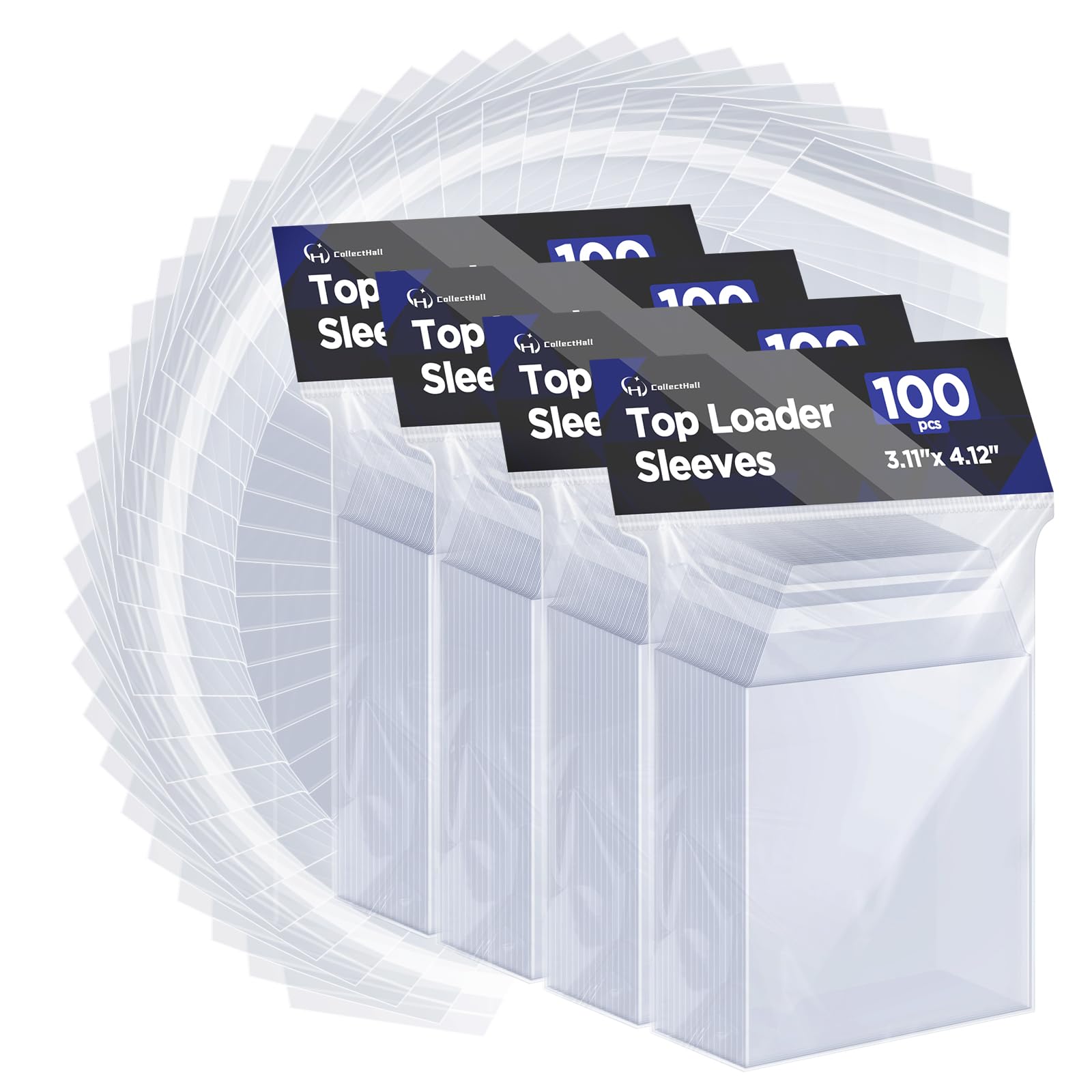 Top Loader Sleeves, Bulk 100/200 / 400 PCS Penny Sleeves for Top Loaders, Resealable Team Bags for 35-75PT Rigid Trading Card Protection, Durable