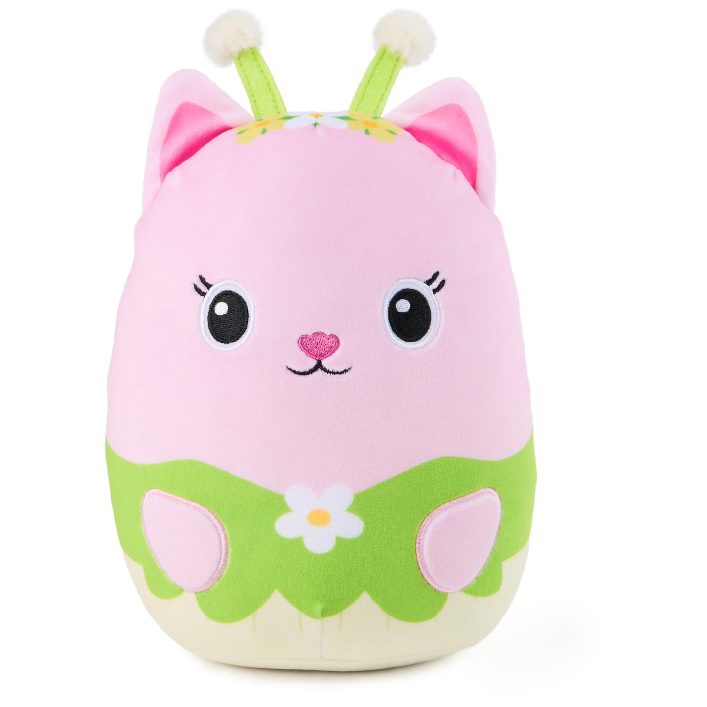 Gabby’s Dollhouse Official Kitty Fairy Squishy Plush Toy, Cat Stuffed Animal, Squishy Toys for Ages 1 & Up, Pink/Green, 8”