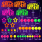 53pcs Neon Cake Decorations Glow Cake Toppers with Ball Star and Happy Birthday Toppers UV Reactive Party Decorations for Neon Cakes Black Light