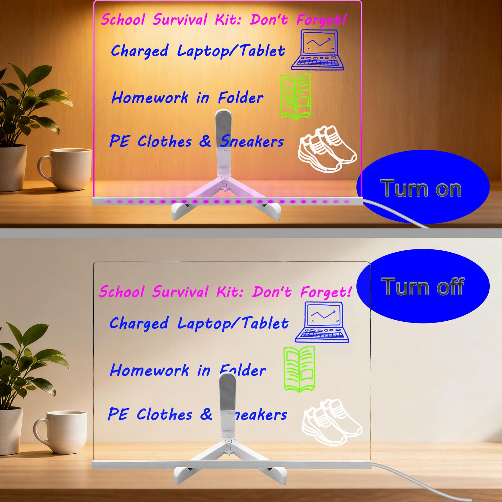 Masshomi 15 * 11 inch led Sign Note Board with 7 Colors Change 7 Markers Smart Remote Control DIY Dry Acrylic Message Writing Drawing Neon Light up