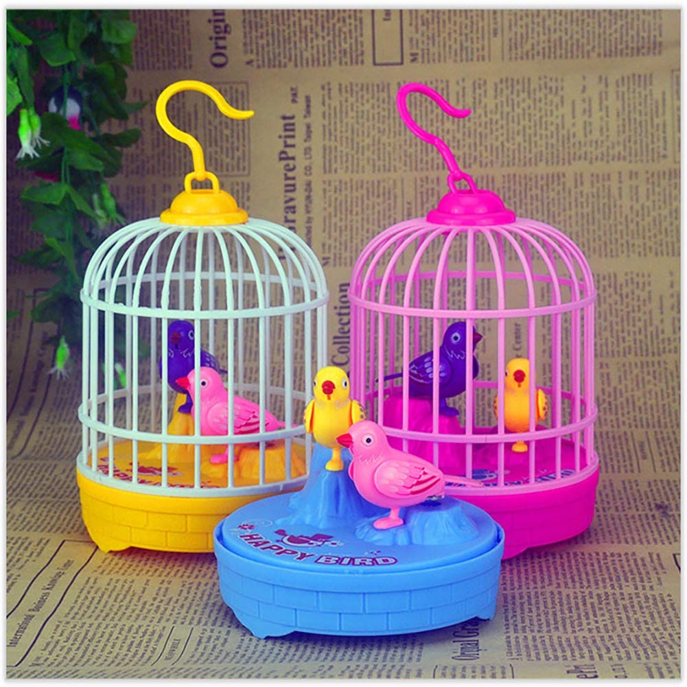Forart Singing and Chirping Bird in Cage - Realistic Sounds and Movements - Sound Activated Chirp Toy - Electronic Simulation Bird Cage