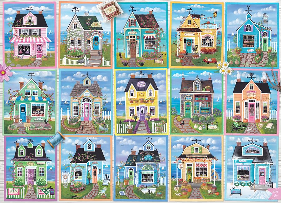 Cobble Hill 1000 Piece Puzzle - Seaside Shops - Sample Poster Included