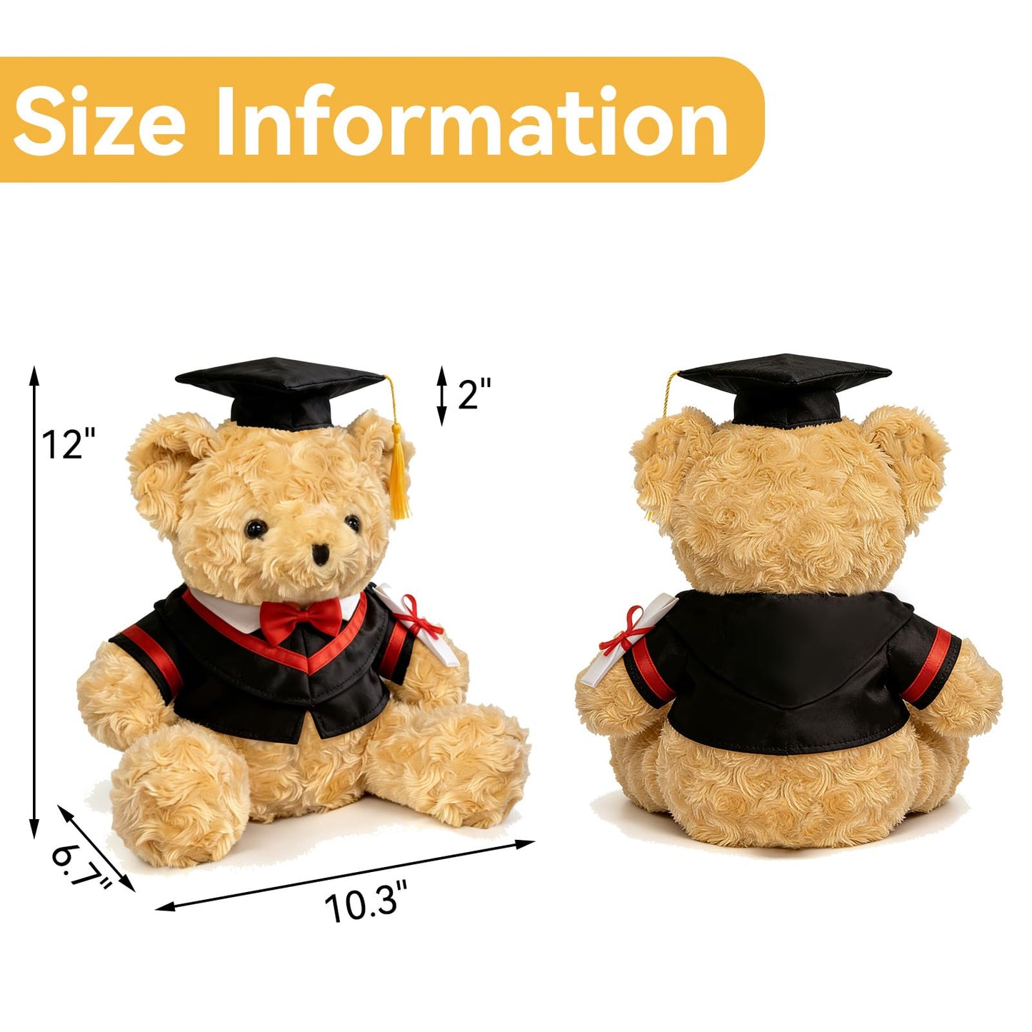 QUIRAI Graduation Teddy Bear 2026, 12" Teddy Bear Stuffed Animal for Preschool Kindergarten College Grads, Soft Keepsake Graduation Plush Gift