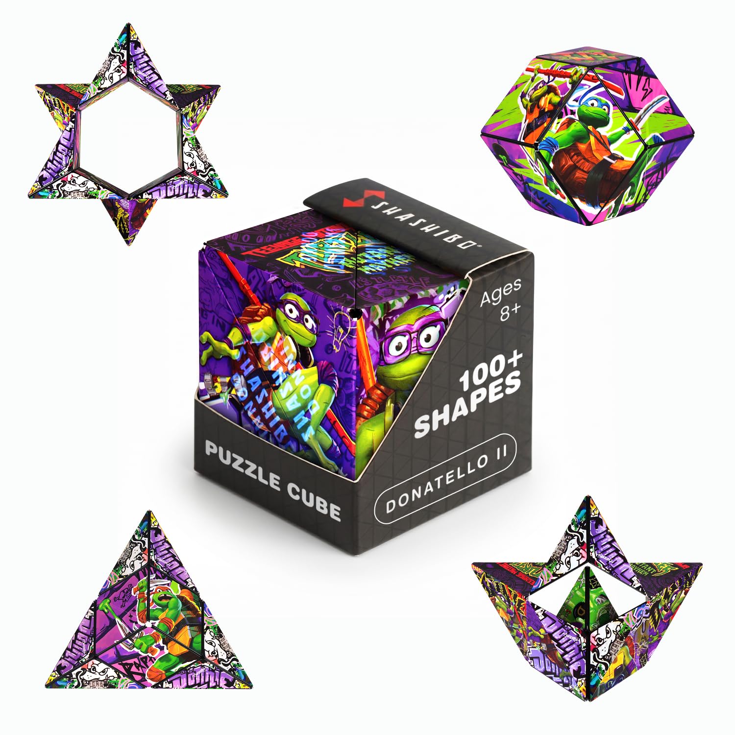 SHASHIBO Teenage Mutant Ninja Turtles Shape Shifting Box - STEM Magnetic Fidget Cube that Transforms Into Over 100 Shapes, Download Fun in Motion Toys