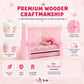 Emily Rose 18" Doll Princess Canopy Bed - White Wood with Pink Curtains