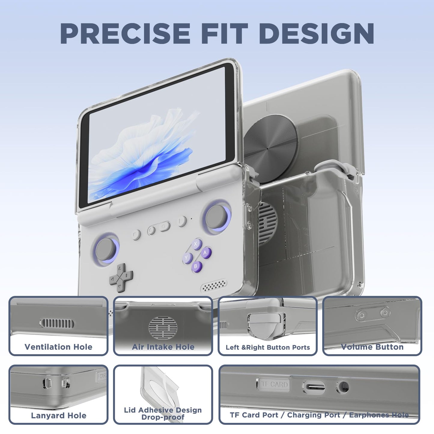 for Retroid Pocket Flip 2 Retro Game Console Protective Case,Clear TPU Cover Compatible with Retroid Pocket Flip 2,Shockproof Drop-Proof Game Console