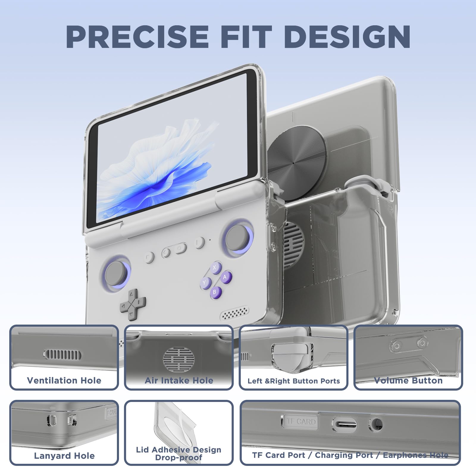 for Retroid Pocket Flip 2 Retro Game Console Protective Case,Clear TPU Cover Compatible with Retroid Pocket Flip 2,Shockproof Drop-Proof Game Console