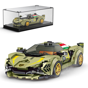 Mould King Speed Champion Super Car Building Sets with Display Case, Model Car Kits Sports Building Blocks, Cool Simulation Cockpit Race Kits