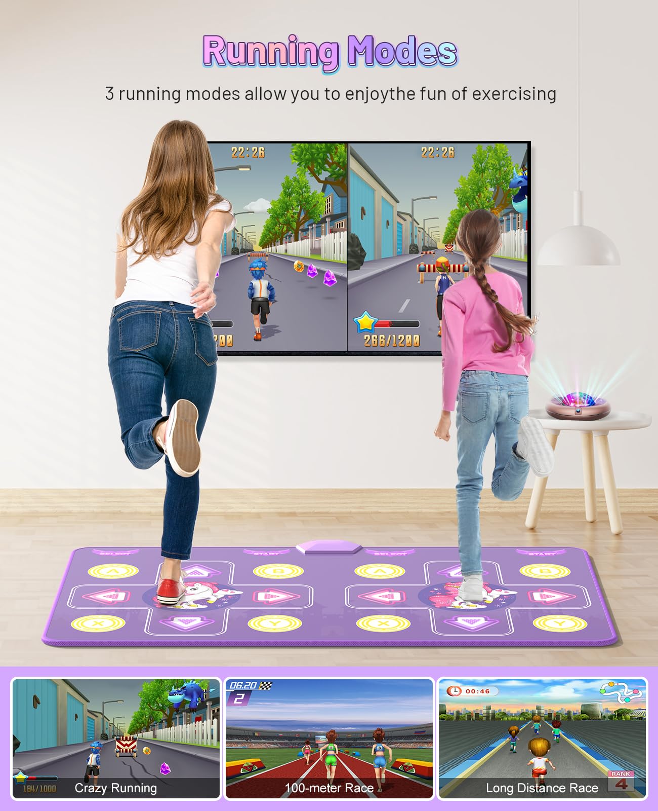 HAPHOM Dance Mat for Girls Boys - Wireless Dance Pad for TV with Camera, Plug and Play Double User Dance Mat Game, Danceing Mat for Family Games