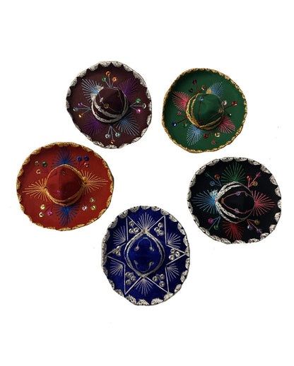 EMISA Set of 5 MINI Charro Hats, Mexican, MINI, Sombrero, Hats, Party Decoration, 5 DE Mayo, Mariachi
