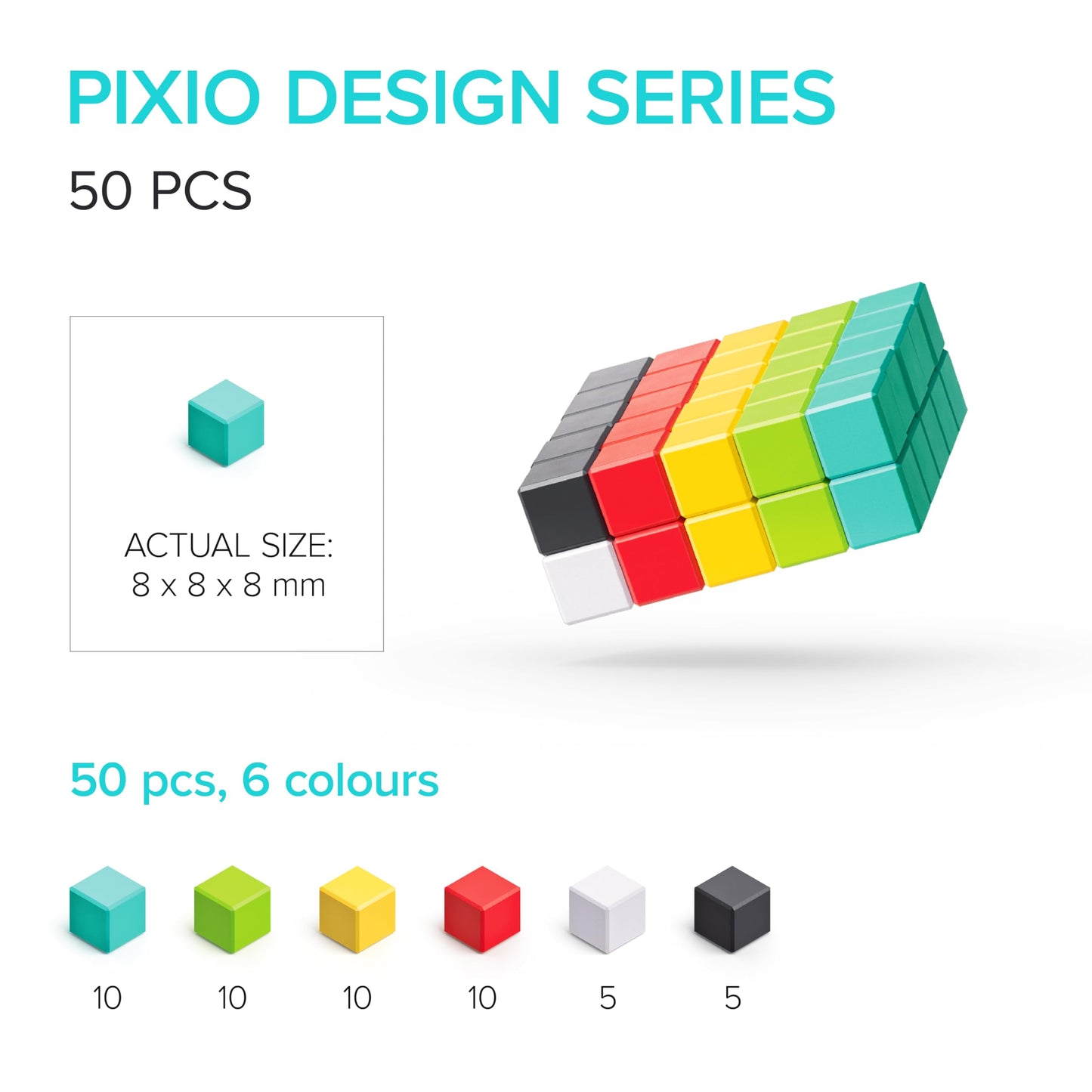 PIXIO Mini Magnetic Blocks Building Toy in The Pixel Art Style with Free App - 5/16" Magnetic Cubes Construction Set - Open Ended Creativity Toy