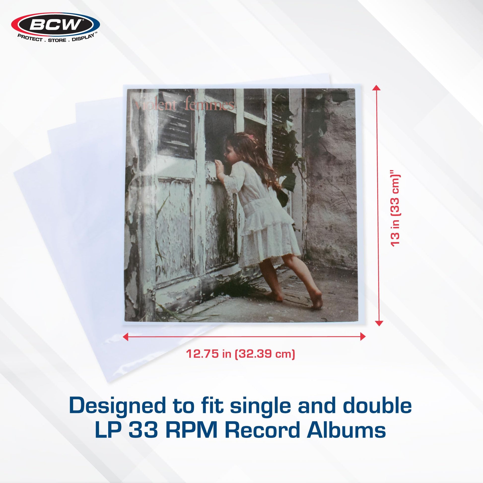 BCW 33 RPM Record Sleeves | Polypropylene Vinyl Record Outer Sleeves | 2 mil Thickness | Vinyl Record Album Protectors | (200 Pack)