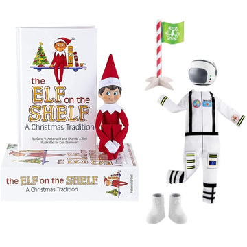 The Elf on the Shelf Boy Scout Elf Box Set (Blue Eyed), Storybook and Clausmonaut Astronaut Accessory Set [Multi-Item Bundle]