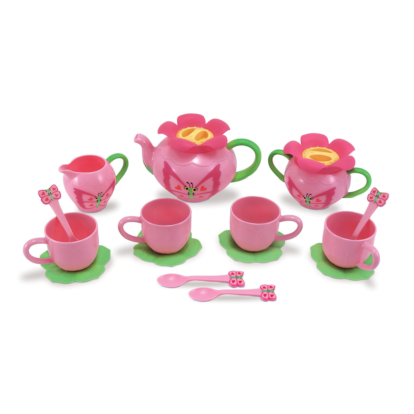 Melissa & Doug Sunny Patch Bella Butterfly Tea Set (15 pcs) - Play Food Accessories