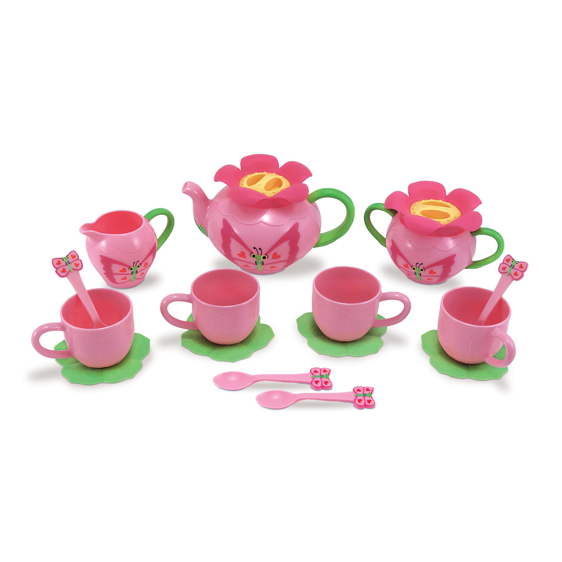 Melissa & Doug Sunny Patch Bella Butterfly Tea Set (15 pcs) - Play Food Accessories