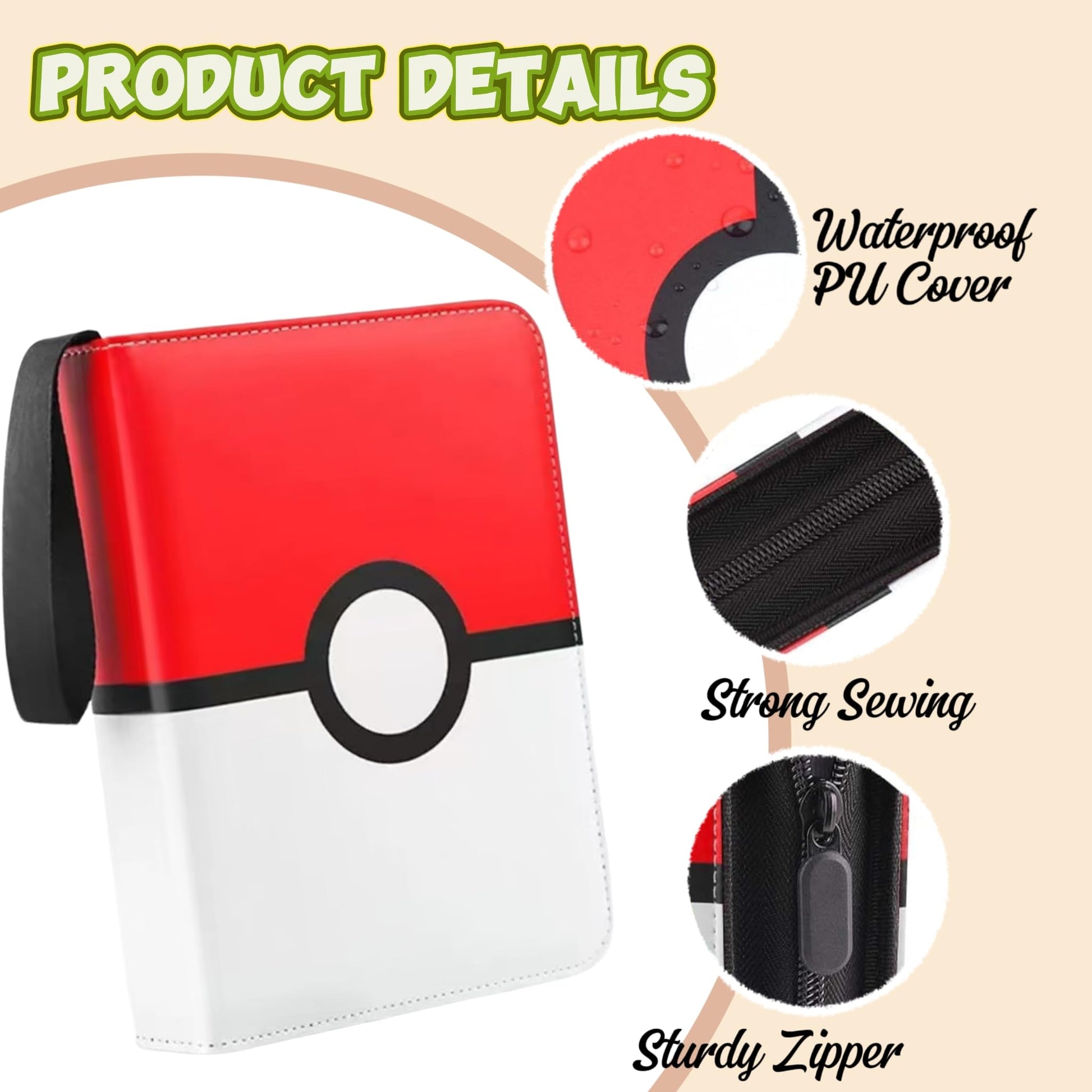 9-Pocket Trading Card Binder Holds 900 Cards - Includes 50 Removable Sleeves, Portable Zippered Card Album, Protective Game Card Storage Case for