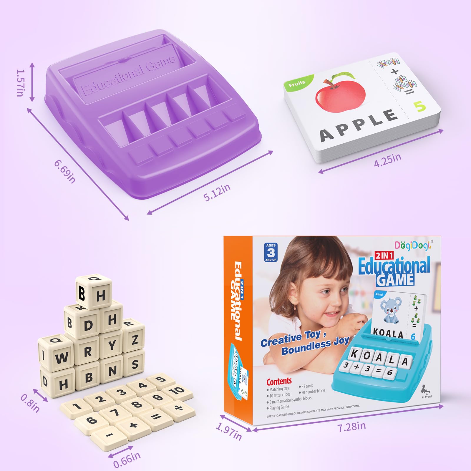 Matching Letter Games for Kids Ages 4-8,Learning & Education Toys for Preschool Boys Girls Spelling/Reading/Math Learning/Word Recognition,Birthday
