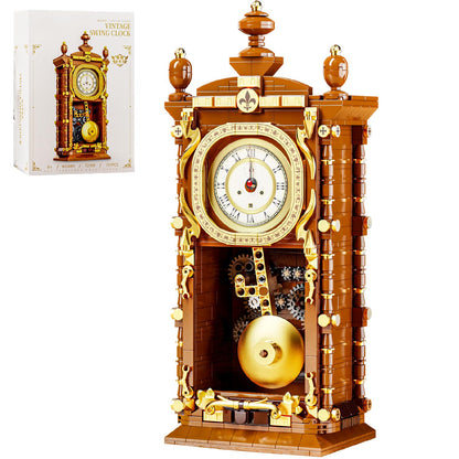 HJPLPXH Retro Pendulum Clock Building Block Set,A Toy with Real Clock Function and Linked Mechanical Pendulum,Better Gift for Adults Teens Kids