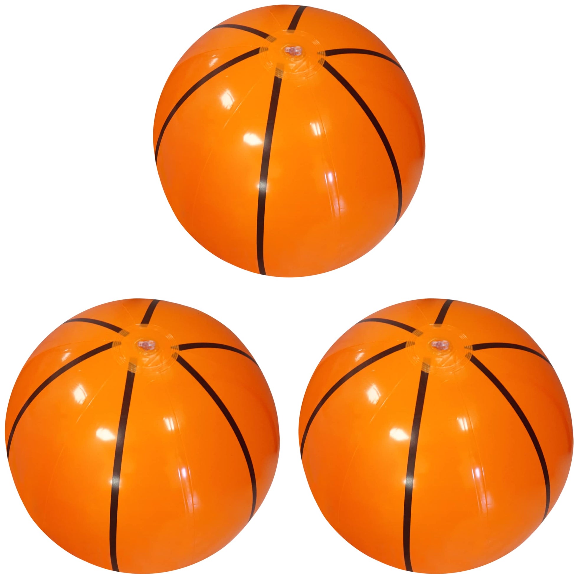 4E's Novelty Inflatable Basketball [3 Pack] Large 20" Beach Ball Bulk for Sports Themed Party Decorations & Favors, Fun Beach Pool Games & Toys