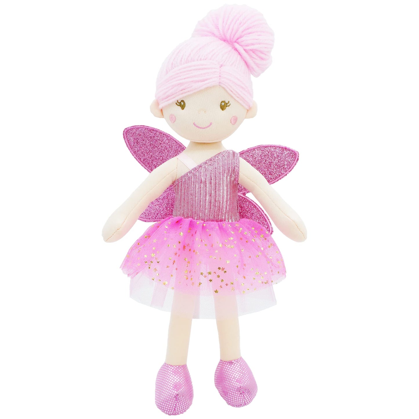 June Garden 12" Enchanted Garden Fairy Doll Elida - Plush Stuffed Soft Doll Girl Gift - Pink Outfit and Wings