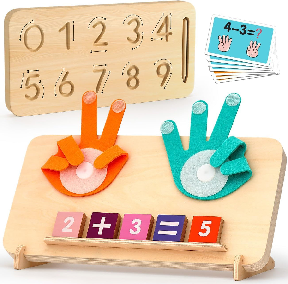 HANR Montessori Math Counting Toys,Preshool Learning Toys for Toddlers 3-6, Educational Math manipulatives for Kids,Number Counting Blocks,Montessori