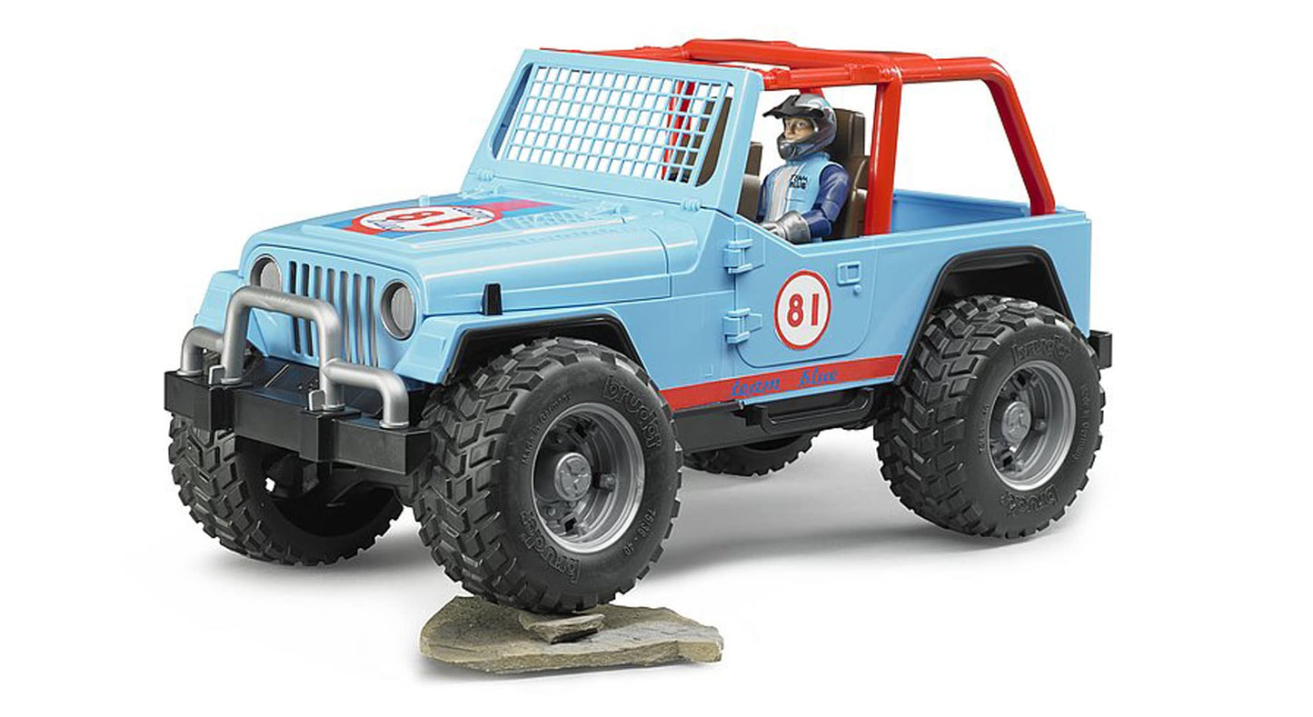 Bruder 02541 Jeep Cross Country Racer Blue with Driver, 1:16 Scale Toy Car