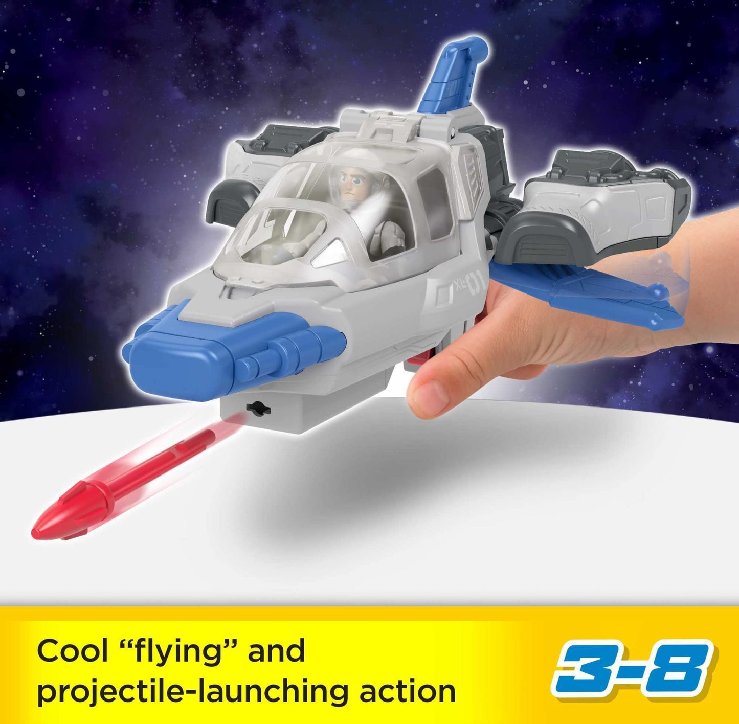 Fisher-Price Disney and Pixar Lightyear Toys Imaginext Hyperspeed Explorer XL-01 Spaceship & Buzz Lightyear Figure Set for Pretend Play Ages 3+ Years