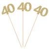 Pack of 10 Gold Glitter 40th Birthday Centerpiece Sticks Number 40 Table Topper Anniversary Pary Decorations
