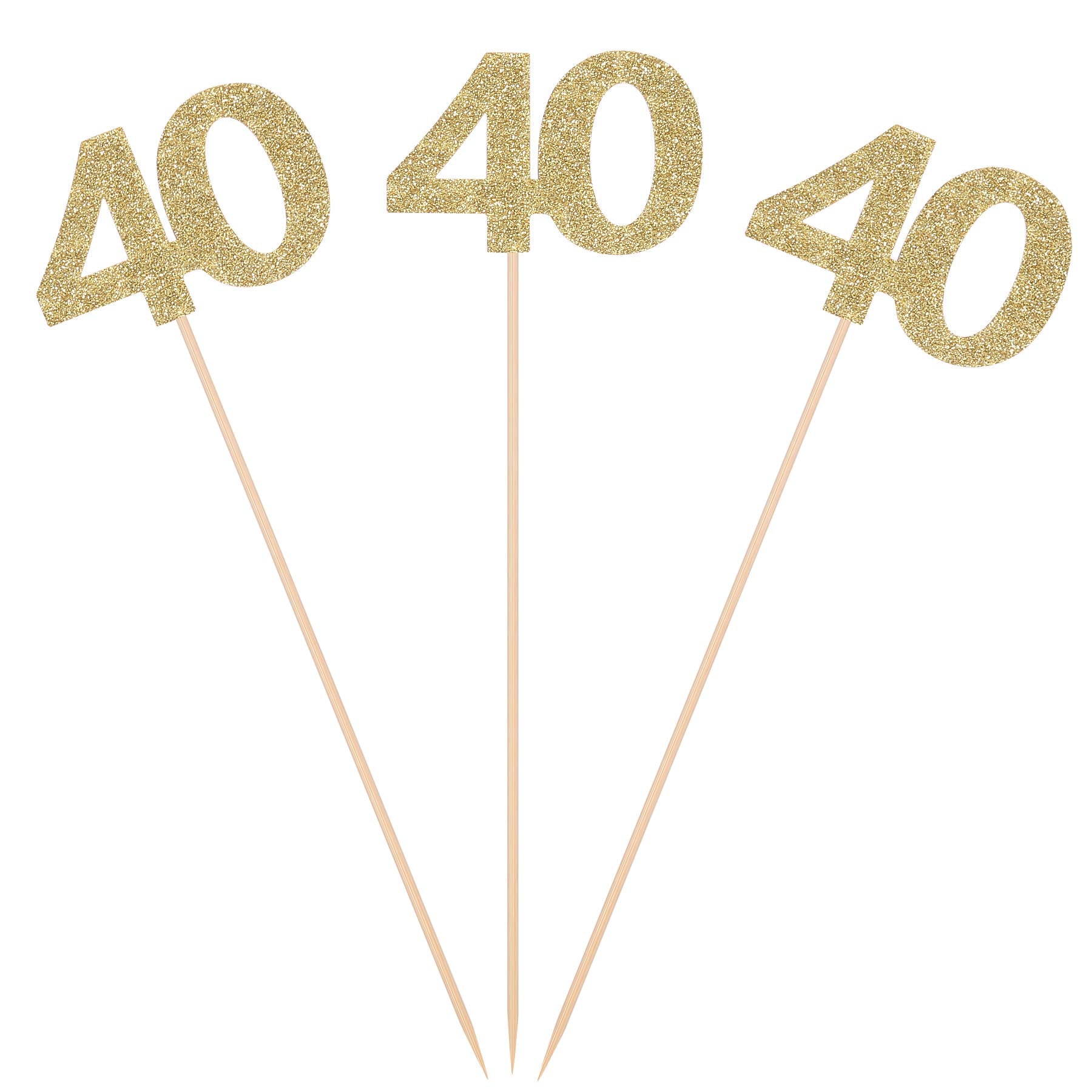 Pack of 10 Gold Glitter 40th Birthday Centerpiece Sticks Number 40 Table Topper Anniversary Pary Decorations