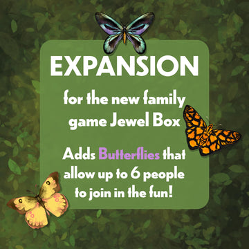 Lovemore Games Jewel Box Fluttering Expedition Expansion - Expansion to Jewel Box that Adds Butterflies and Allows up to 6 Players to Play Together