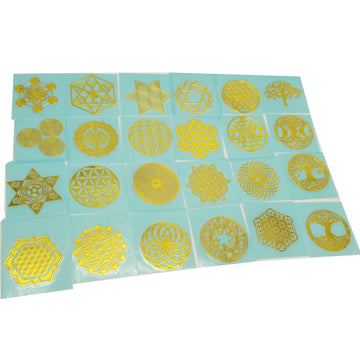 Slogokey Metal Flower of Life (Set of 24pcs) 1.6inches 40mm Energy Decals (Gold)