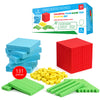 Simply magic 131 PCS Foam Base Ten Blocks for Math - Place Value Blocks, Base 10 Math Manipulatives K-3, Math Counters, Number Blocks, Math Cubes