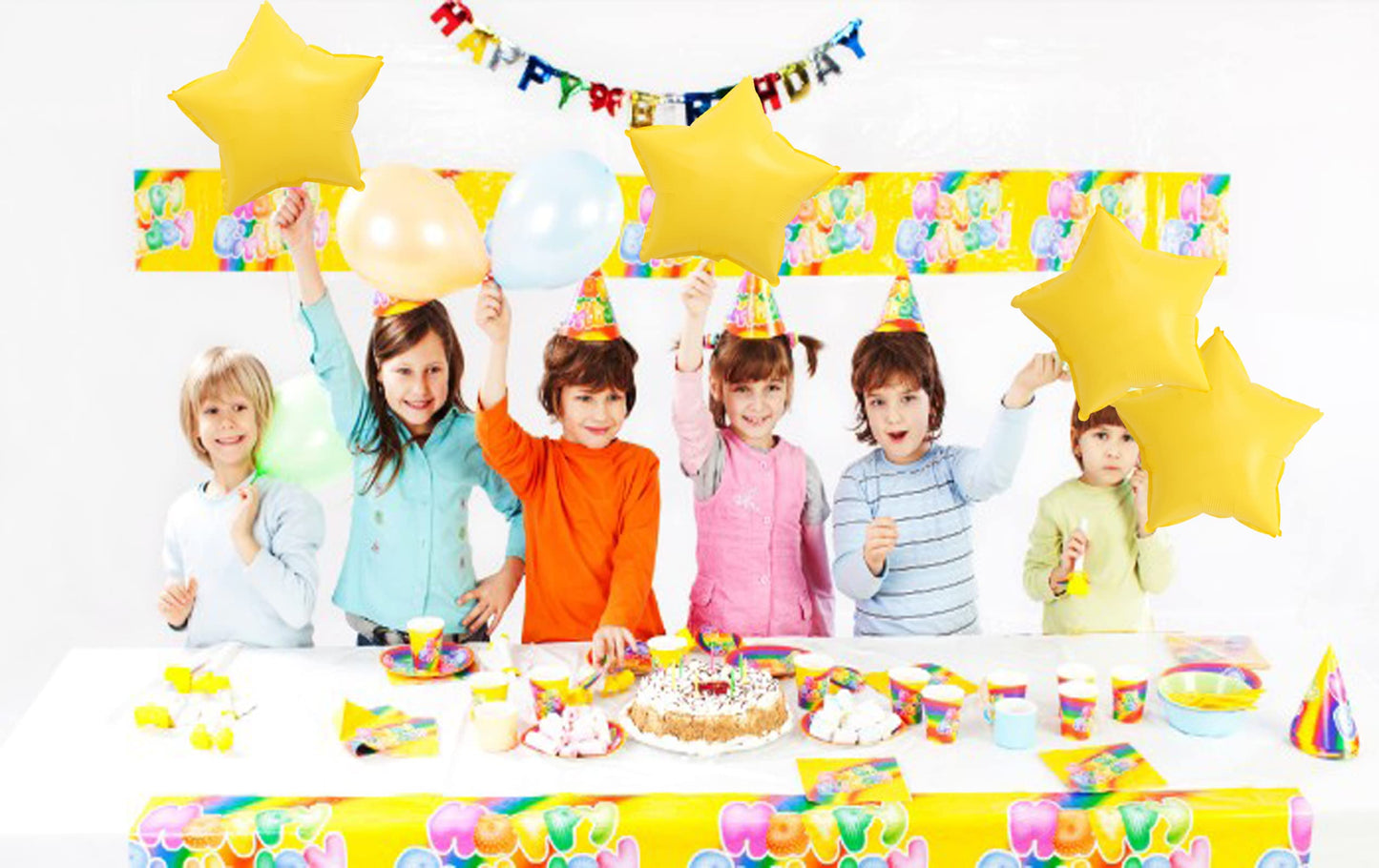 ZHENGYE 10 Pcs Yellow Star-Shaped 18 Inch Foil Balloons Happy Birthday Party Balloons Decoration