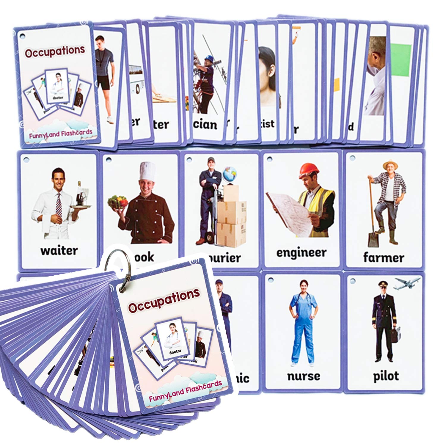 37PCS/Set Occupations Kids Gifts English Flash Cards Pocket Card Educational Learning Baby Toys for Children Pre-Kindergarten
