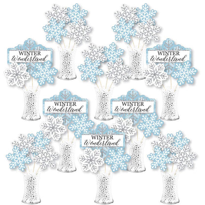 Big Dot of Happiness Winter Wonderland - Snowflake Holiday Party and Winter Wedding Centerpiece Sticks - Showstopper Table Toppers - 35 Pieces