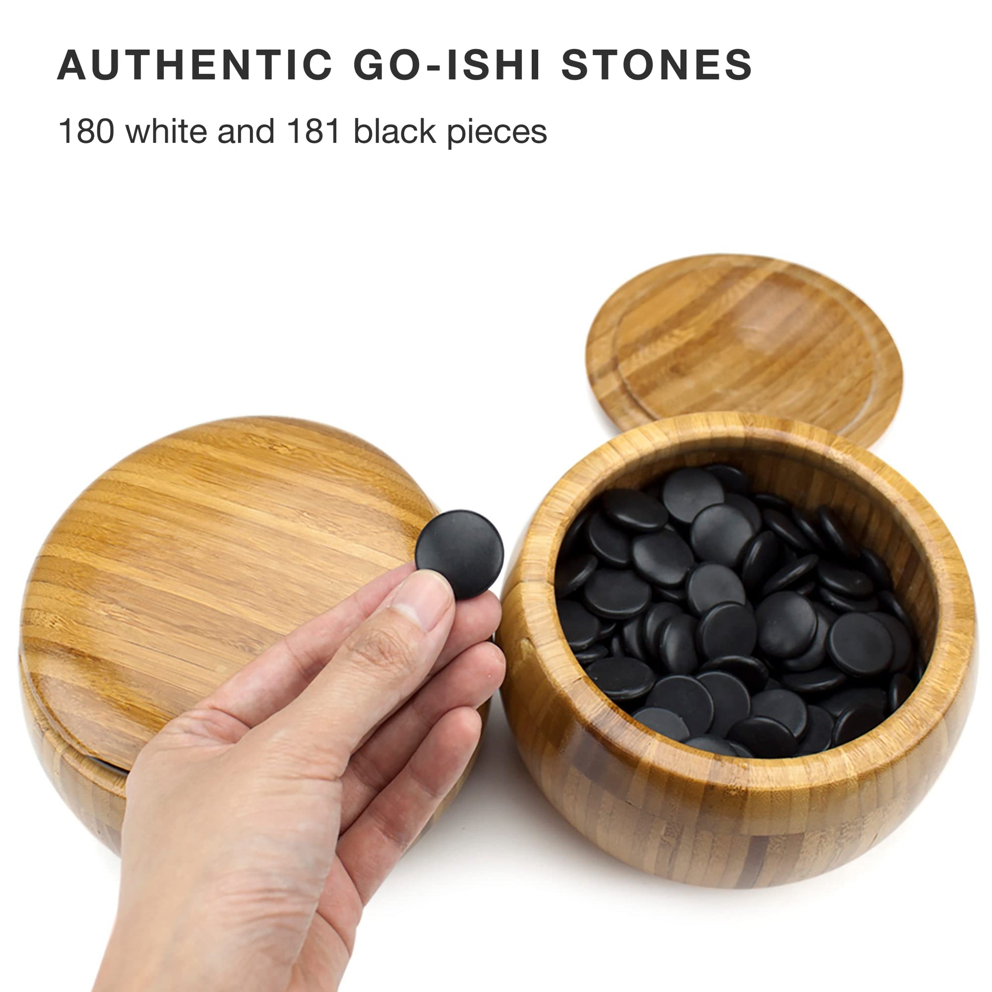 Brybelly Go Set All Natural Bamboo Wood Go Board | Bowls and 361 Bakelite Stones | 2-Player - Classic Chinese Strategy Board Game | Measures 19 x 19in