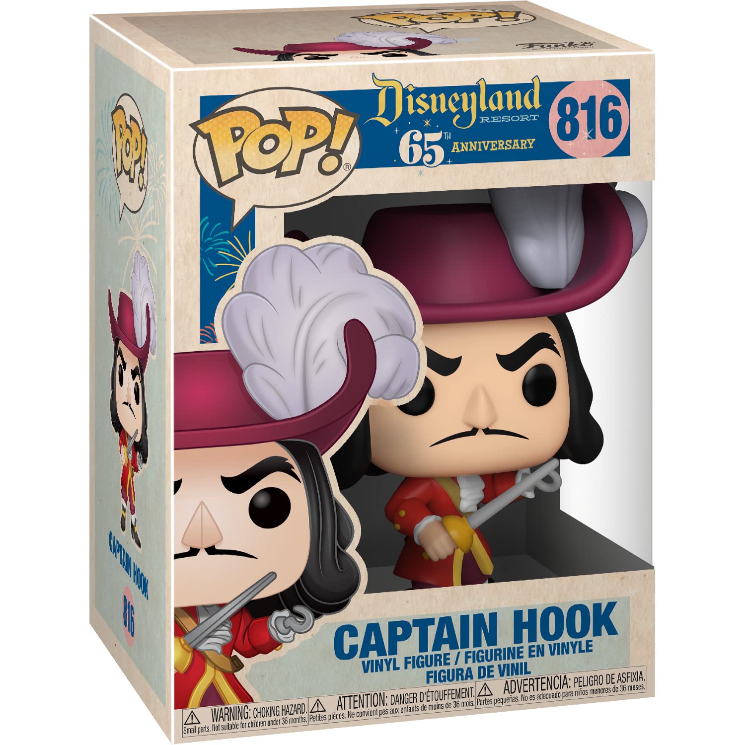 Captain H o o k : Fun ko P o p ! Vinyl Figurine Bundle with 1 Compatible 'ToysDiva' Graphic Protector (816-51375 - B)