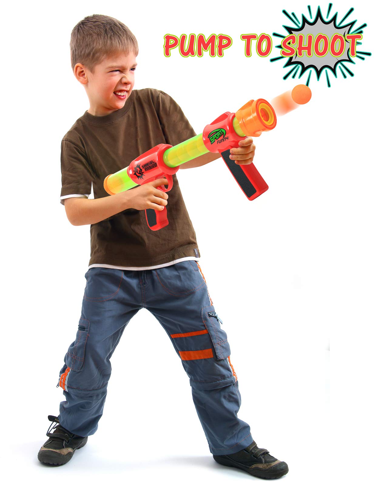 Kiddie Play Toy Foam Blasters Atomic Power Popper Air Ball Shooter (2 Guns)